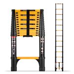 SINMEIRUN 12.5FT/3.8M Telescoping Ladder, Portable Extension Folding Ladder, Multi-Purpose Compact Ladder for Household or Outdoor Work, 330lbs/150kg Max Capacity