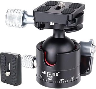 Testa a sfera a basso profilo resistente per fotocamera treppiede testa a sfera diametro 36 mm con due piastre a sgancio rapido da 1/4 di pollice per treppiede, monopiede, DSLR e carico massimo 20 kg