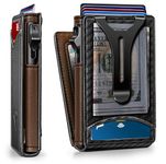 BULLIANT Men Wallet,Money Clip Wallet Slim For Gift Men 9Cards-Metal Credit Card Case in Magnetic Leather Flip, Black4335, one size, Minimalist