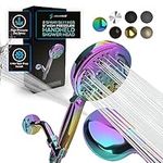 SparkPod 5 Inch Handheld Rainbow Shower Head - High Pressure Jet with On/Off Switch Functionality - Pulsating Rain Mode - Waterfall Massage - Made from Superior ABS Plastic & A Brushed Nickel Finish