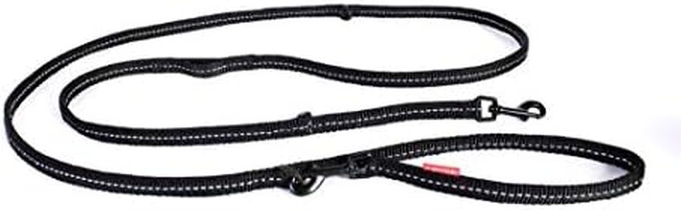 EzyDog Vario 6 LITE Multifunction Dog Leash - 12mm Nylon Webbing Lead for Small Dogs - 6 Leashes in 1, Soft, Comfortable, Reflective, Carbon Snap Clip (Black)