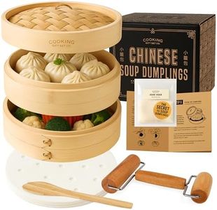 Original Chinese Soup Dumpling Steamer Kit | Bamboo Steamer Basket Set | Unique Gifts for Cooks, Chef Gifts for Friends | Cooking Gifts for Sister or Brother | Unique Christmas Gifts for Women & Men