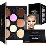 Youngfocus Cosmetics Cream Contour Best 8 Colors and Highlighting Makeup Kit - Contouring Foundation/Concealer Palette - Vegan & Cruelty Free - Step-by-Step Instructions Included