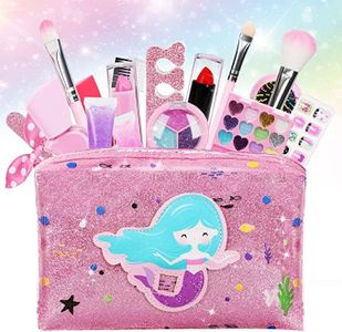 VKONERL Kids Makeup Kit for Girl Kits with Cosmetic Bag for Little Girls Birthday Gift Real, Non-Toxic, Toddler & Non-Toxic Make Up Set , Children Vanities Dress Up,Child Princess Play Pretend Birthday Gift,Age 5-13Year Old