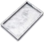 Noble Natural Marble Tray for Desktop/Kitchen/Vanity/Bathroom, Stone Organizer Tray for Coffee Table, Plate Holder for Tissues, Candles, Soap, Towel, Plant (Cloud Gray, Medium 10“ x 6”)