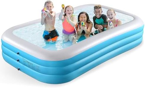 Sunrio 2025 Upgrade Inflatable Pool for Kids and Adults-120"*72"*22" Full-Sized Inflatable Swimming Pool Leakproof Blow Up Above Ground for Backyard Outdoor Garden Summer Water Party Blue