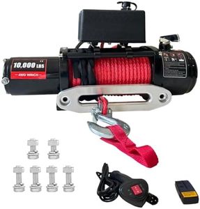 Truck Winch 10,000 LB, 12V Electric Winch with Wireless Remote, 85Ft Red Synthetic Rope & IP67 Waterproof Design - Heavy Duty Off-Road Winch for Vehicle, UTV, ATV, Trucks
