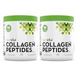 Plantvital Collagen PEPTIDES Powder Unflavored for Women and Men. 100% Grass Fed, Gluten Free. Best Dissolving Collagen. 40 Servings. Made in Canada (400g - Pack of 2)