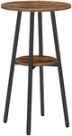 HOOBRO Bar Table, Round Pub Table, 2-Tier Bistro Table with Storage, 37.4" High Top Table for Small Spaces, Cocktail Table with Top Particleboard for Kitchen, Easy to Assemble, Rustic Brown BF55BT01