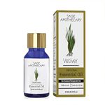 Sage Apothecary Vetiver Essential Oil for Hair, Skin Care, Home Fragrance & Soap Making 100% Pure & Natural Aromaherapy Diffuserfor No Parabens Sulphates, Cruelty Free & Vegan 10 ml