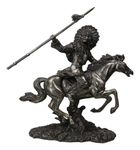 Ebros Tribal Native American Indian Chief Warrior With Trailer War Bonnet Eagle Headdress Charging On Horse Throwing Spear Statue 12.25" Tall Indians Figurines And Statues Cultural Heritage Home Decor