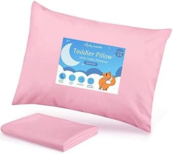 Toddler Pillow with Pillowcase - 13x18 Organic Cotton Toddler Pillows - Soft Little Pillows for Boys & Girls, 2-8 Years Old Children, Kids Bedding Set, Perfect for Baby Crib, Daycare, Car Trips Pink