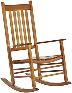 Outsunny Outdoor Rocking Chair, Patio Wooden Rocking Chair with Smooth Armrests, High Back for Garden, Balcony, Porch, Supports Up to 352 lbs, Natural