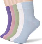 FGZ Womens Thin Cotton Socks, Soft Cotton Bootie Socks Women Above Ankle Crew Socks 5 Pairs(Mix-01,5-9)