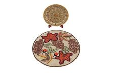 FliHaut® Handcrafted Beautiful Round Beaded Decorative Placemat for Dining Table (14 inches) Multi Colour