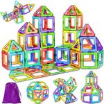 Magnetic Building Blocks Magnetic Tile 40PCS, Magnetic Tiles for Kids, Clear 3D Magnetic Blocks Set for Kids 3 4 5 6 7 Year Old Boys Girls Gifts