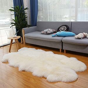 Real Sheepskin Rug Large Quad Sheepskin Rugs Fluffy Sheepskin Throw Genuine Sheepskin Rug for Living Room Bedroom White