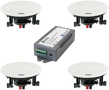 zalias LYNDAHL Set de Haut-parleurs CS200P et AMP4X15BT, kit avec 2 ou 4 Haut-parleurs en Option et amplificateur de Bluetooth, Haut-Parleur de Plafond avec AUX-in, avec 4 Haut-parleurs