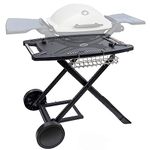 Portable Grill Cart for Weber Q Series Gas Grills and Ninja Woodfire Grill OG700 Series, Portable Grill Stand for Weber Q1200, Q1000, Q2200, Q2000, Q2400, Folding Grill Cart for Outdoor BBQ