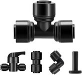 45 Pack Quick Connect 1/4" Drip Tubing Irrigation Fittings Kit Universal 1/4'' Drip Irrigation Tubing Connectors Leak Free Fitting Set Includes 10 Tee 10 Coupling 10 Elbow 10 End Cap 5 Shut Off Valve