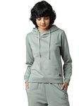 ONLY Women's Cotton Blend Neck Hooded Sweatshirt (143656601-Sea Spray_Sea M) Green