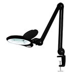 (New Model) Neatfi 1,200 Lumens Bifocals LED Magnifying Lamp with Clamp, 13CM Lens, Dimmable, 5D/20 Diopter, 4 Brightness Level, 5600K-6500K Color Temperature, Adjustable, 60Pcs SMD LED (Black)