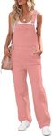 luvamia Womans Bib Overalls Jumpsuit Casual for Women Adjustable Denim Bib Overalls Women Loose Fit Quartz Pink Size X-Large (Size 16- Size 18)