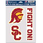 NCAA USC Trojans Decal Multi Use Fan 3 Pack, Team Colors, One Size