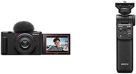 Sony Vlog camera ZV-1F | Digital Camera (Vari-angle Screen, 4K Video, slow motion, Vlog features) - Black + Sony GP-VPT2BT Handgrip (for Selfies and Vlogging, Can Also be Used As a Tripod) Black