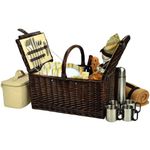 Picnic at Ascot Buckingham Willow Picnic Basket with Service for 4 with Blanket and Coffee Service - Olive Tweed