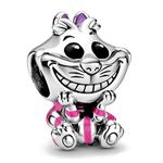 Beads R Us ® - Cheshire Cat Charm/Bead and Pendant in Solid Sterling Silver Hallmarked 925 and coloured enamel, Compatible with all European style Charm Bracelets and Necklaces.