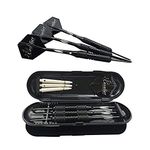 FS Colar 's Home Professional Tournament 22g Steel Tip Darts with Hard Case, Aluminum Shafts and Black Coated Metal Barrels and PET Flights, Needle Tip Darts 4 Colors Available (Black)