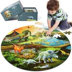 DIGOBAY Dinosaur Puzzles for Kids Ages 4-8, 70 Piece Large Round Floor Jigsaw Puzzles Preschool Educational Dino Puzzles Toys for Toddler Boys Girls with Gift Box