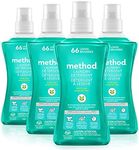 Method Liquid Laundry Detergent; Beach Sage Scent, Plant-Based Stain Remover; ; 66 Loads per 53.5 fl oz bottle; 4 Pack (264 Total Loads); Packaging May Vary