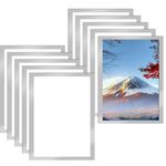 10PCS A4 Magnetic Photo Frames, Self Adhesive Magnetic Picture Frame, Magnetic Poster Frame Magnetic A4 Paper Display Frame for Paintings, Photos, Notices, Certificate, Poster(Silver)