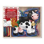Melissa & Doug Wooden Toy Panels and Laces - Farm Animals Developmental Toy Motor Skills 3+ Gift for Boy or Girl