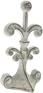 Fleur De Lis Cast Iron Door Stop | Decorative Door Stopper Wedge | with Padded Anti-Scratch Felt Bottom | Antique Vintage Design | Solid and Heavy Duty| 4x3.5x7.75" | Rustic White