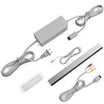 3 in 1 Wii Wired Motion Sensor Bar + AC Power Supply Adapter Cord + Composite Audio Video Cable Compatible with Nintendo Wii (Not for Wii U)