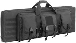 Gun Bags Double Gun Case Tactical Rifle Bag with Magazine Pouch 38/42inch (Black, 38in)