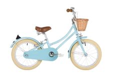 Bobbin Gingersnap 16" Wheel Kids Bike for Girls & Boys Ages 4-6 Years Old, Children Bicycle with Bike Bell, Wicker Basket and Stabilisers Included (Duck Egg Blue)