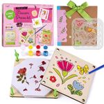 LAOESE Flower Press Kit with DIY Journal - Arts and Craft Kit for Kids and Adults - Wooden Flower Plant Pressing Art Kit - Birthday Gifts for Kids Age 5 6 7 8+