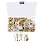 Electric Guitar Screw Kit Multiple Sizes Guitar Metal Repairing Tool Kit with Screws Washers and Springs Repair Fasteners(gold)