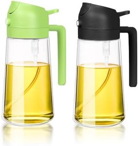 Nepfaivy Oil Dispenser Bottle for Cooking - 2 in 1 Oil Dispenser and Oil Sprayer Bottle for Spray and Pour, 470ml Olive Oil Dispenser Bottle for Kitchen, Glass Oil Mister for BBQ, Air Frying