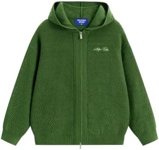 Cardigan Sweater for Women Unisex Men Hooded Kint Cardigan Green