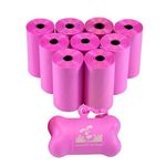 180 Pet Waste Bags, Dog Waste Bags, Bulk Waste Bags on a roll, Clean up Waste bag refills - (Color: PINK) + FREE Bone Dispenser by Downtown Pet Supply