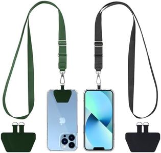 CACOE Phone Lanyard 2 Pcs-Adjustable Neck Strap,Universal Crossbody Lanyards Compatible with Most Smartphones (Black+Dark Green, 21.65")