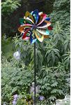 Red Carpet Studios 34417 Vibrant Garden Art Spinner, Multicolor Petal, with Wind Powered Lights