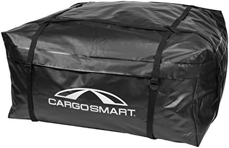 CARGOSMART CargoSmart Soft Sided Car Top Cargo Bag, 38”x38”x18” – Adds up to 15 Cubic Feet of Storage – Easily Mounts to Vehicle’s Bare Roof, Roof Rack or Roof Top Basket – Heavy-Duty Vinyl, Black