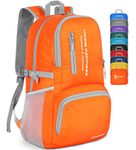 ZOMAKE 35L Packable Hiking Backpack,Lightweight Foldable Backpacks,Water Resistant Back Pack(Orange)