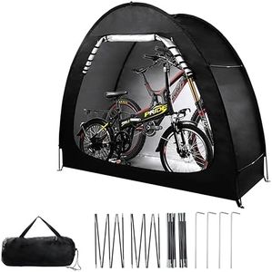 AXABING Outdoor Bike Storage Shed Tent, Portable Bicycle Motorcycle Storage Shed with Spare Pole and Rain strip for 2 Bikes, PU4000 Waterproof Silver Coated Oxford Bike Cover, Foldable Bicycle Shelter